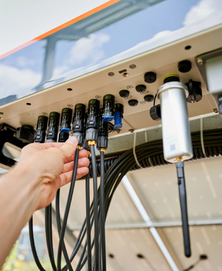 Avani Sales & Service engineer calibrating a servo voltage stabilizer